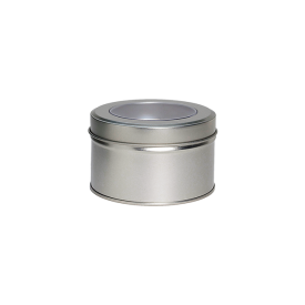 Round tea tin with window, tea storage